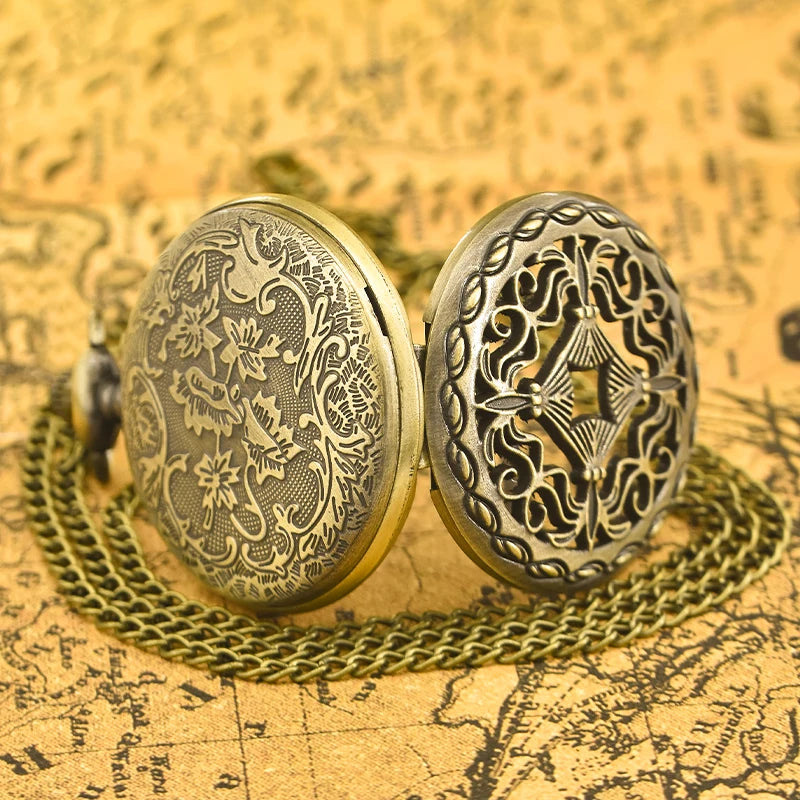 Antique Brass Filigree Skeleton Pocket Watch
