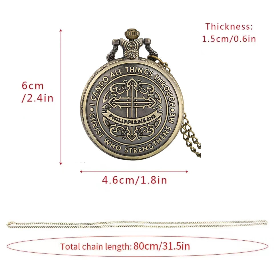 Antique Bronze 'I Can Do All Things' Watch Necklace