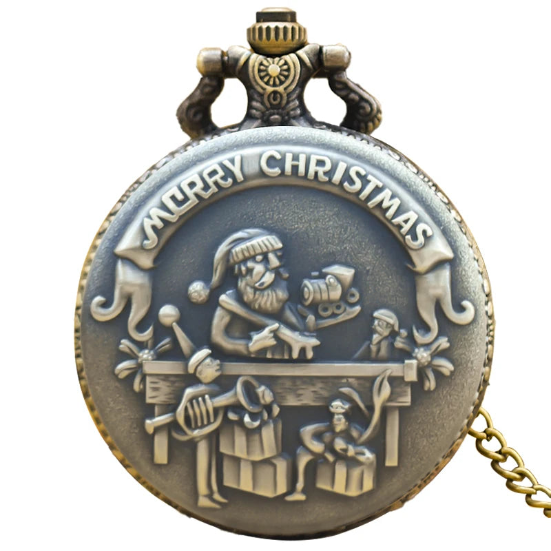 Vintage Embossed Santa Claus Pocket Watch