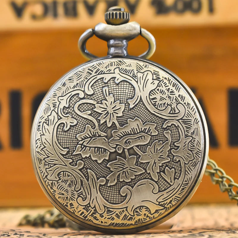 Antique Bronze Owl Skeleton Pocket Watch