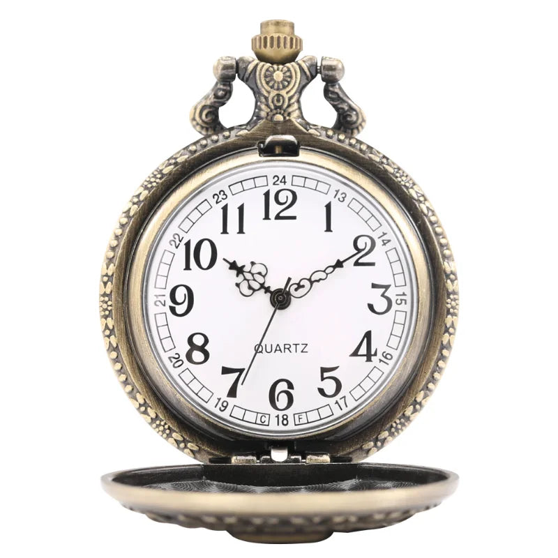 Antique Bronze 2nd Amendment Skull & Guns Pocket Watch