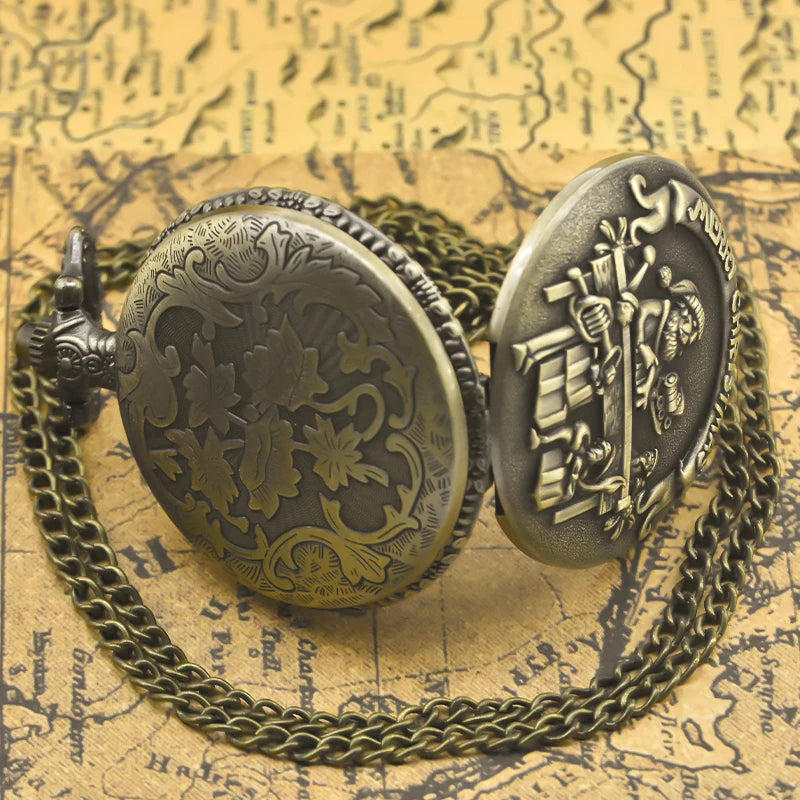 Vintage Embossed Santa Claus Pocket Watch