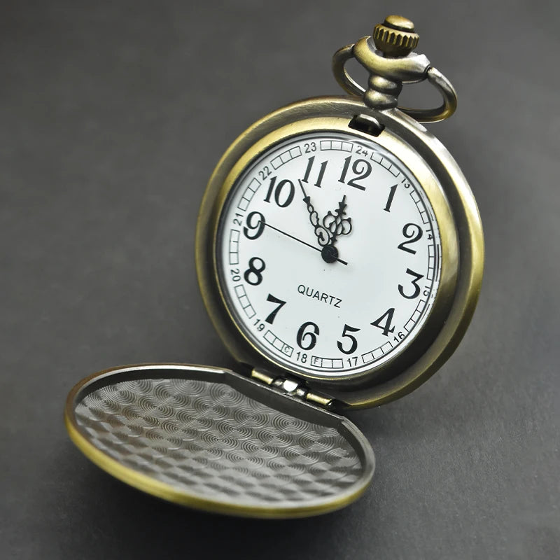 Antique Bronze Engraved Pocket Watch with Roman Numerals