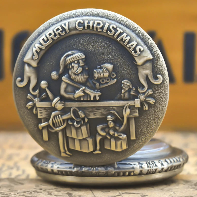 Vintage Embossed Santa Claus Pocket Watch
