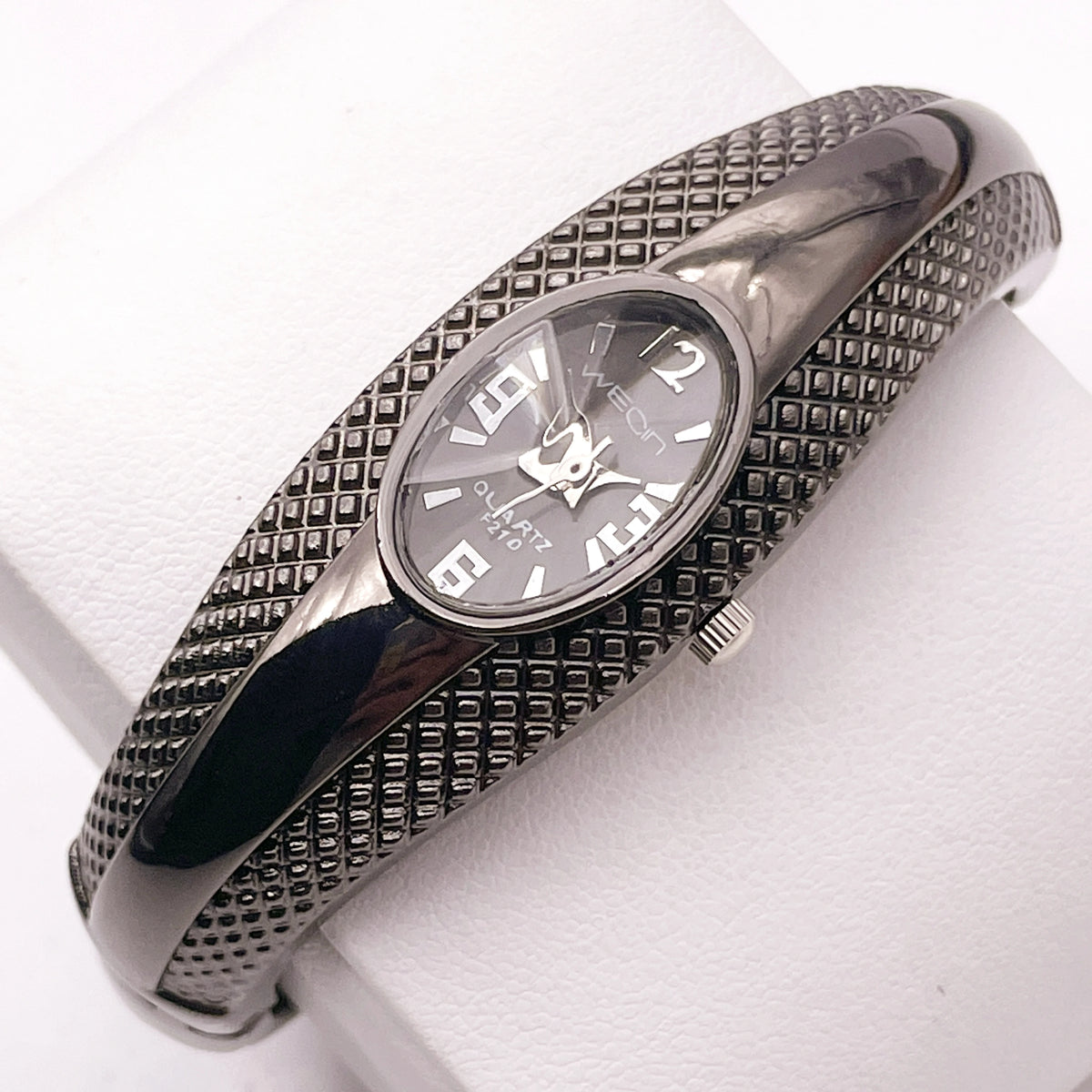 Women's Silver-Tone Textured Bangle Watch