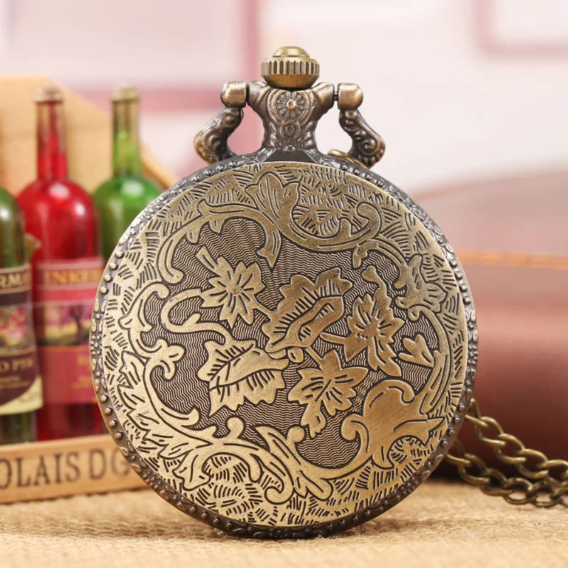 Antique Bronze 2nd Amendment Skull & Guns Pocket Watch