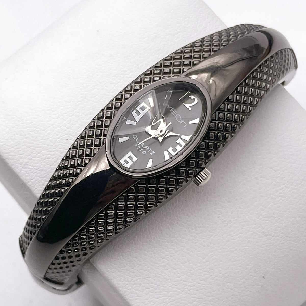Women's Silver-Tone Textured Bangle Watch