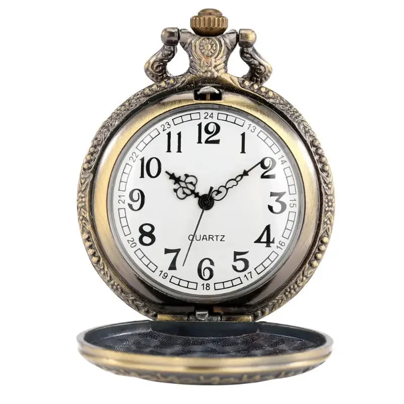 Vintage Antique Bronze London Eye Embossed Pocket Watch