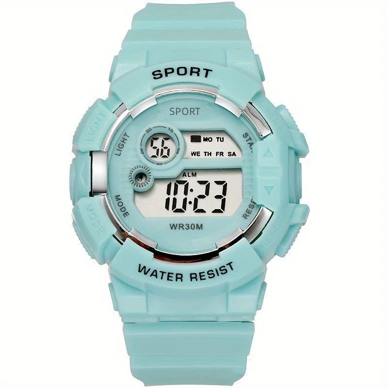 Aqua Blue Water Resistant Digital Sports Watch