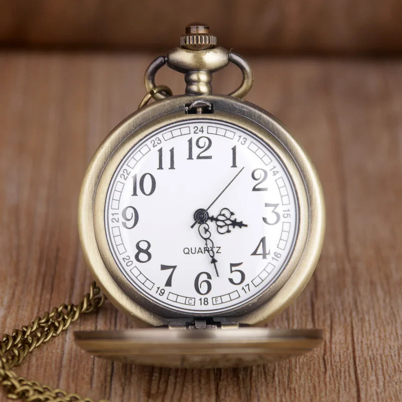 Antique Bronze Steampunk Compass Pocket Watch