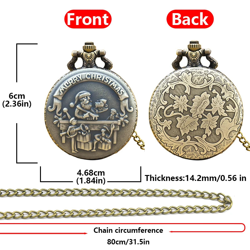 Vintage Embossed Santa Claus Pocket Watch