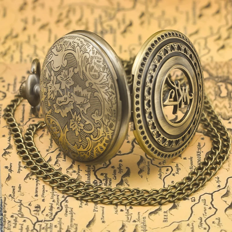 Bronze Pocket Watch with Longevity and Heart Border