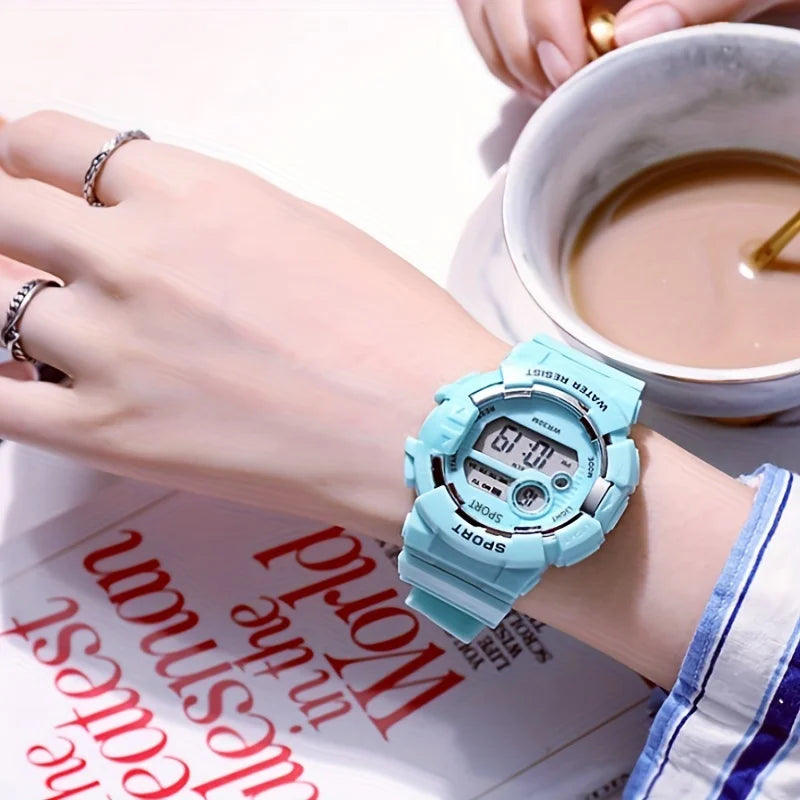Aqua Blue Water Resistant Digital Sports Watch