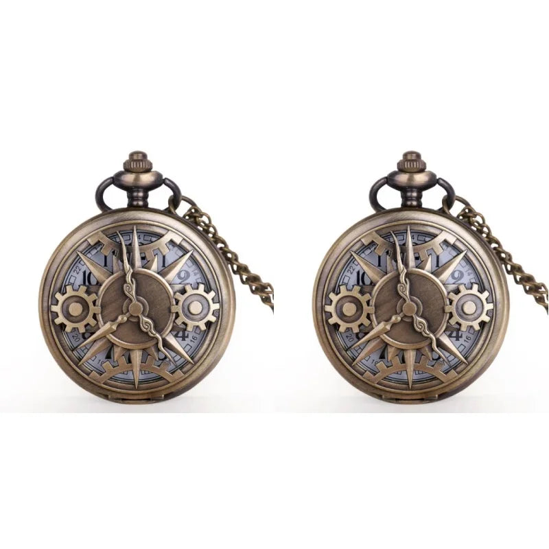 Antique Bronze Steampunk Compass Pocket Watch