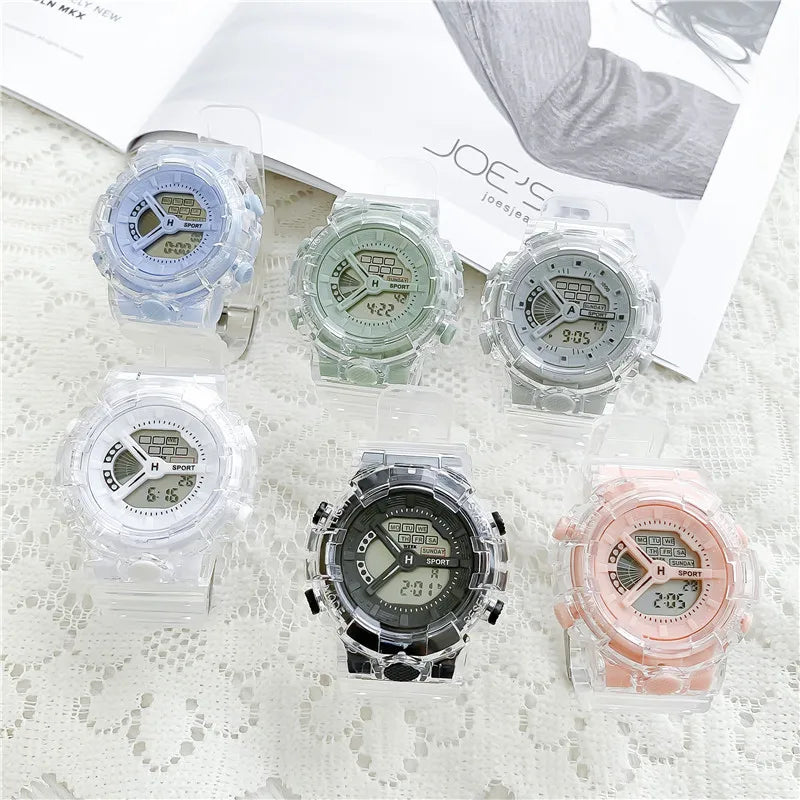 Multi-Color Transparent Digital Sport Watch