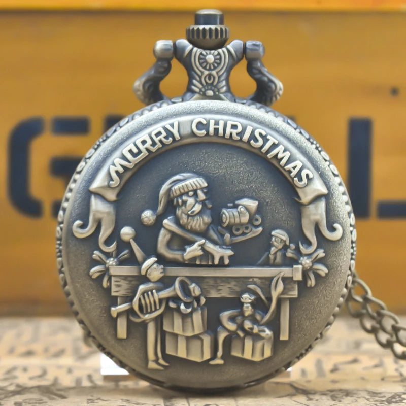 Vintage Embossed Santa Claus Pocket Watch